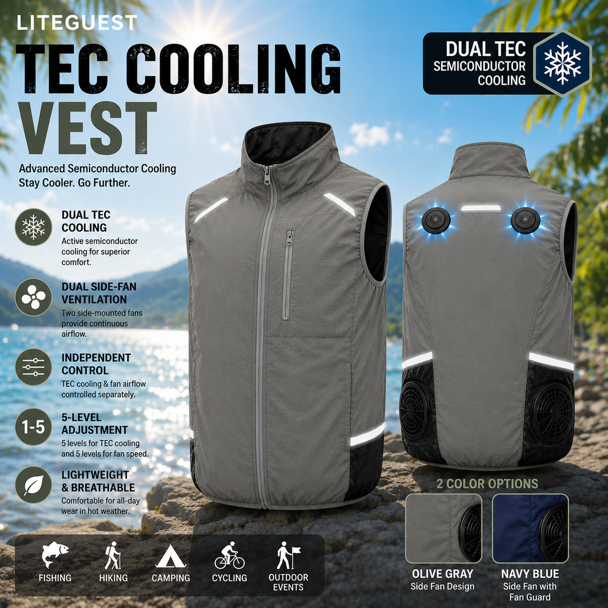 LITEGUEST Wearable Cooling Vest – TEC + Turbo Fan Active Cooling