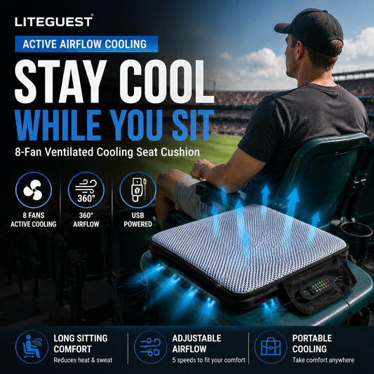 LITEGUEST Fan-Cooling Seat Cushion – USB-Powered Summer Comfort