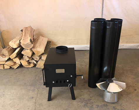 North Woods Fabrication Base Camp Stove Kit | Compact Wood Stove