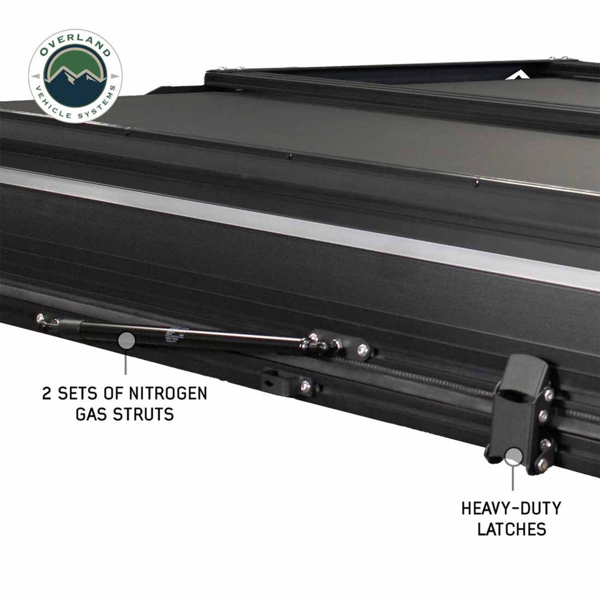 roof top tent hinge set Overland Vehicle Systems XD Everest Cantilever Aluminum Hard Shell Roof Top Tent, 4 Person