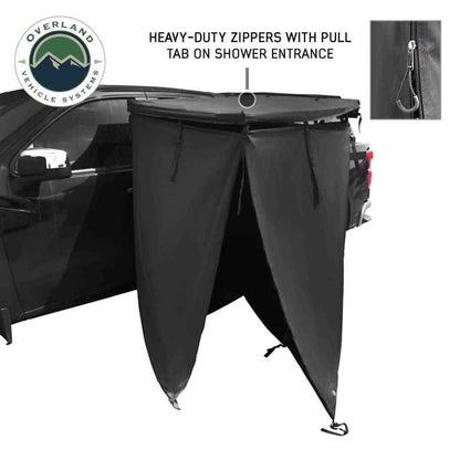 Overland Vehicle Systems XD Nomadic 90 Degree Pivot Shower Awning - w/Light Strip & Black Out Fabric