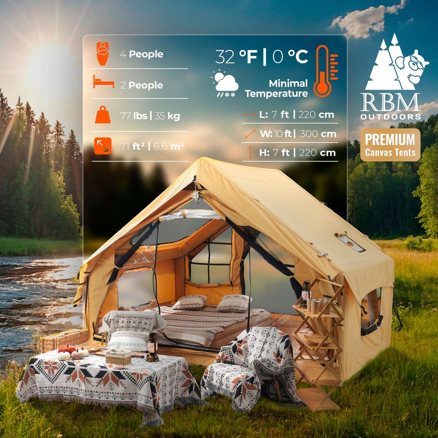rbm inflatable tents RBM Outdoors Panda Medium Sunny Beige Inflatable tent for Camping (1-4 person)