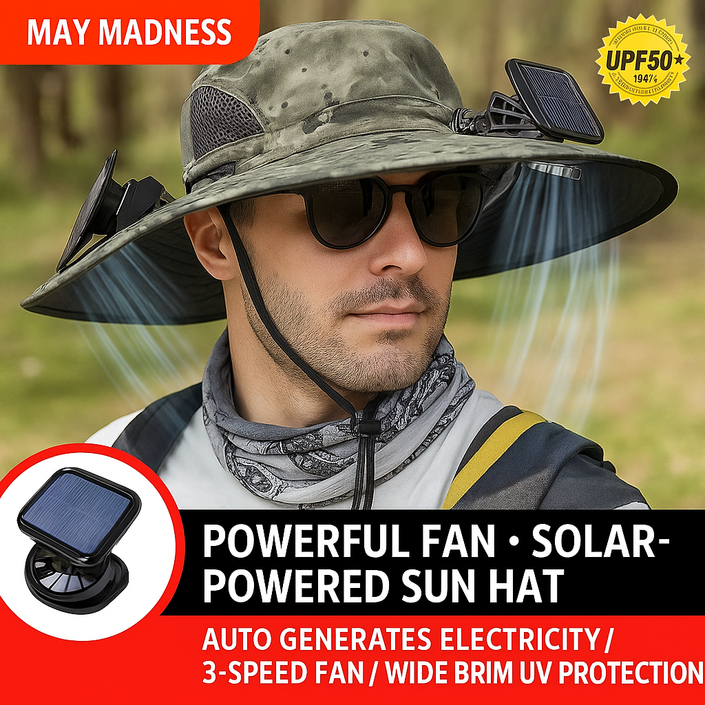 LITEGUEST Solar-Powered Dual Fan Sun Hat – Cooling Outdoor Cap
