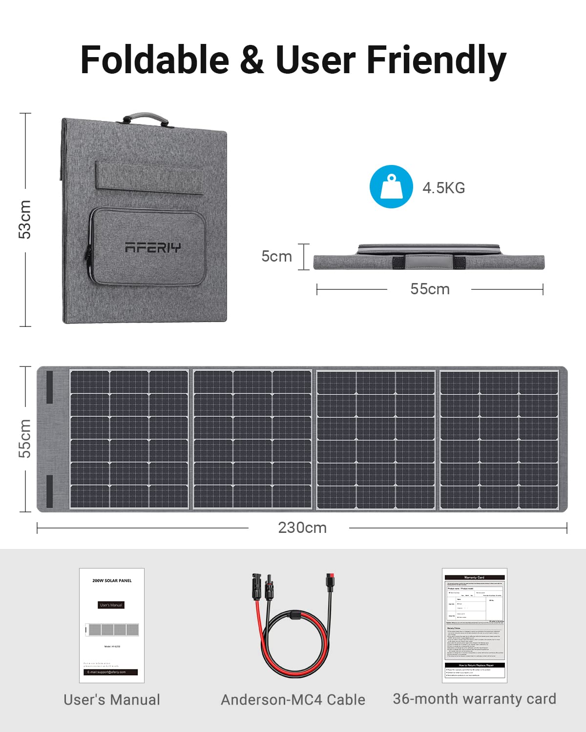 AFERIY Solar Panel AF-S200 | 200W Portable Solar Panel | AFERIY