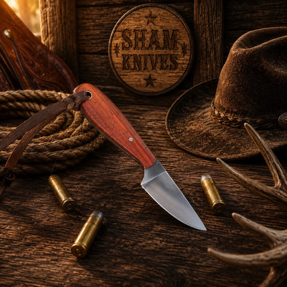 Buckaroo Rancher Waist Knife – 3″ D2 Steel & Exotic Wood Handle