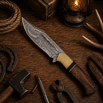 Best Bushcraft Damascus Steel Fixed Blade Outdoor Camping Hunting EDC Knife