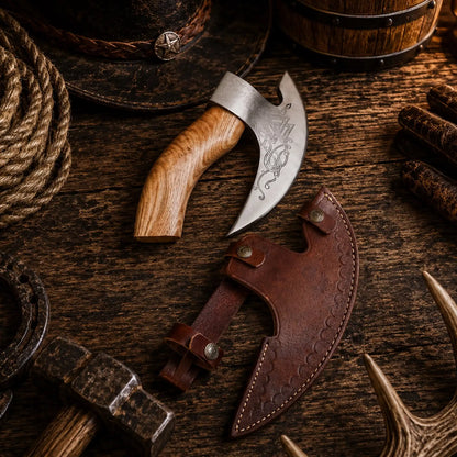 Pizza axe - Viking Pizza Cutter Axe with leather sheath