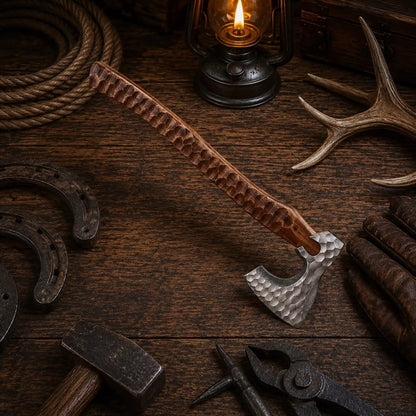 Hand Forged Viking Axe – Carbon Steel with Jigged Rosewood Handle