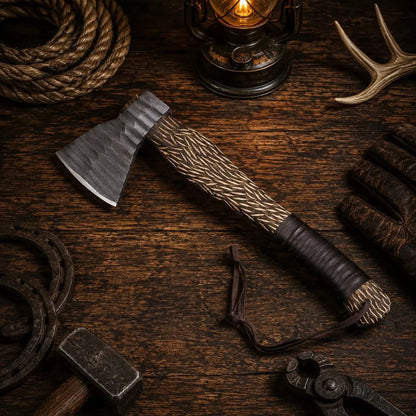 20” HAMMERED HAND FORGED CARBON STEEL HANDMADE HUNTING VIKING TOMAHAWK HATCHET AXE