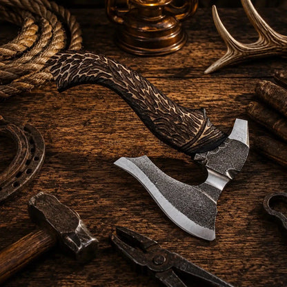 13” HAND FORGED CARBON STEEL HANDMADE HUNTING VIKING TOMAHAWK HATCHET AXE