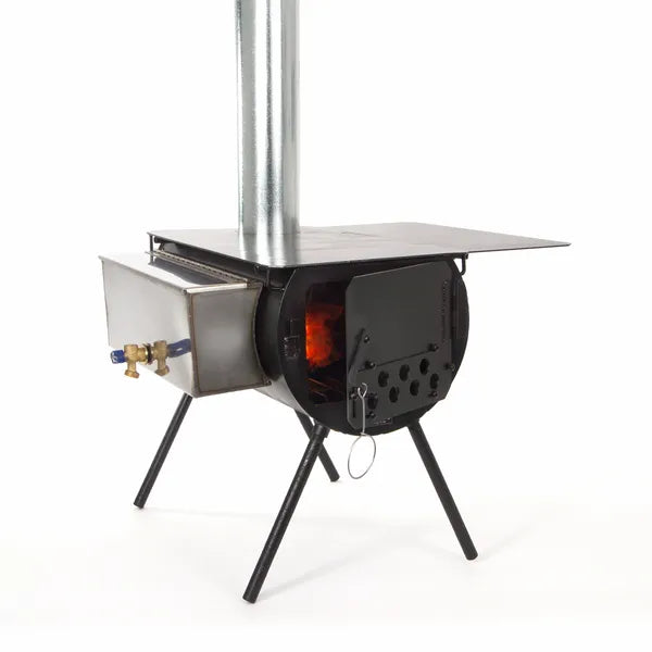 Colorado Cylinder Stoves Alpine Portable Wood Stove Front View While Burning
