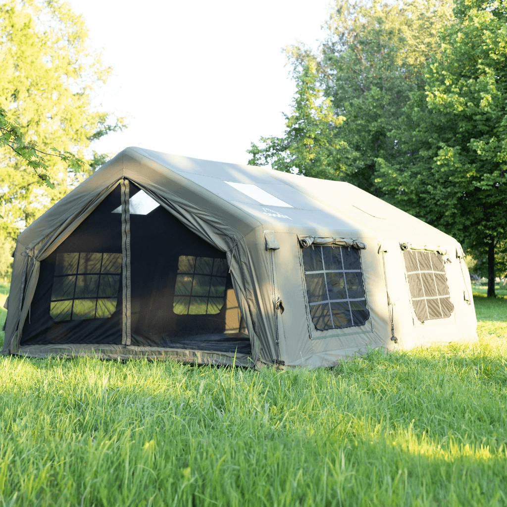 Coody 17.2 | RBM Outdoors (Koala 7) Forest Green + Stove Caminus M - Inflatable Tents with Stove