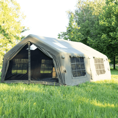 Coody 17.2 | RBM Outdoors (Koala 7) Forest Green + Stove Caminus M - Inflatable Tents with Stove