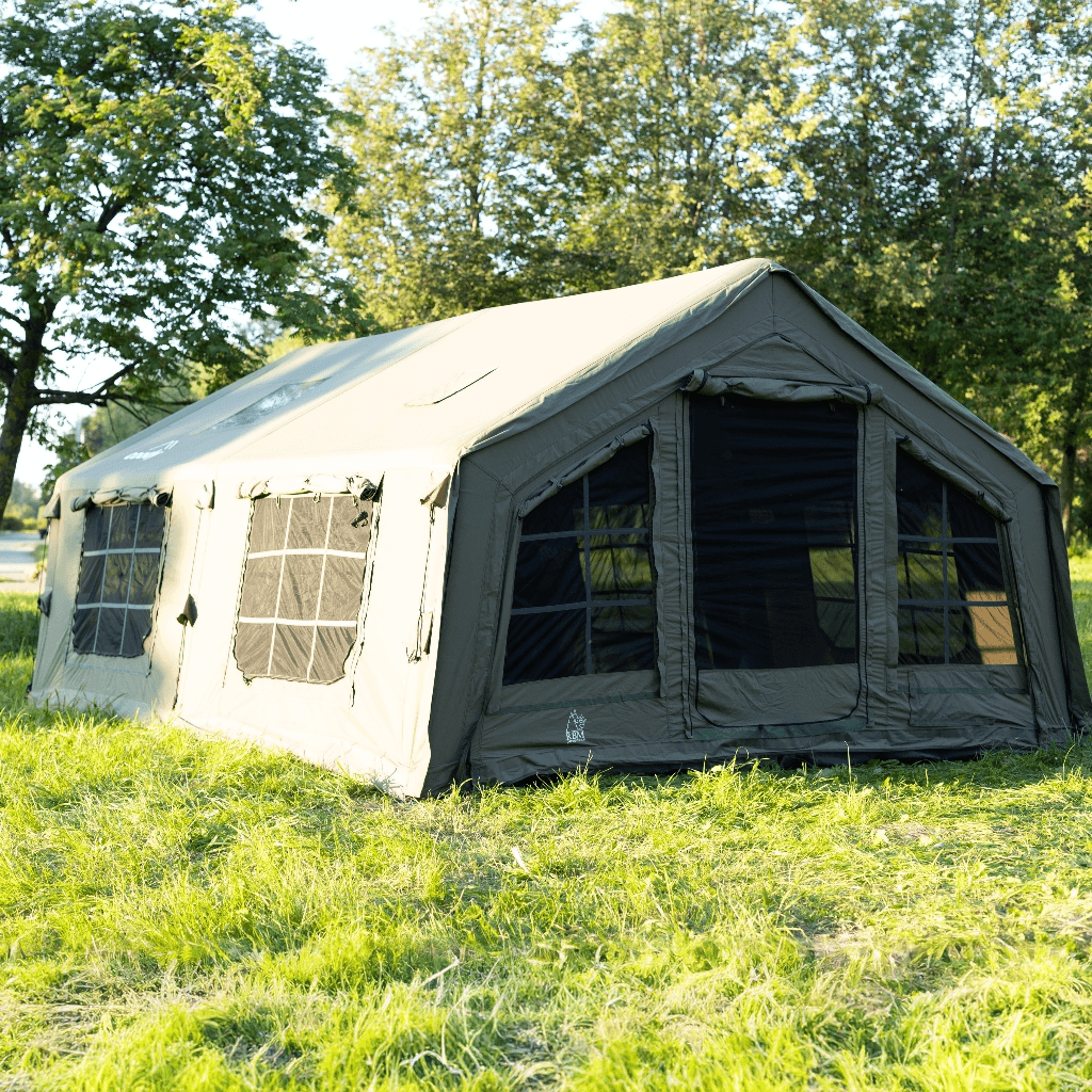 Coody 17.2 | RBM Outdoors (Koala 7) Forest Green + Stove Caminus M - Inflatable Tents with Stove