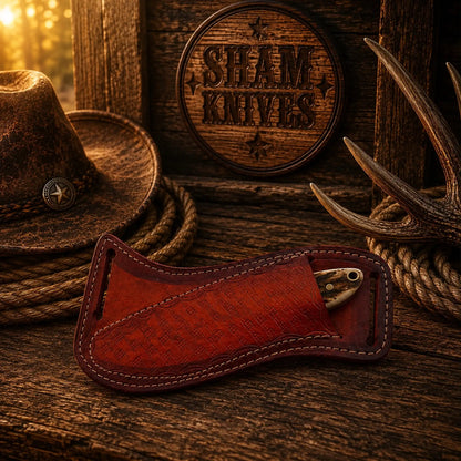 Stag Handle Western Ranch Knife – Rasp Steel & Cross-Draw Sheath