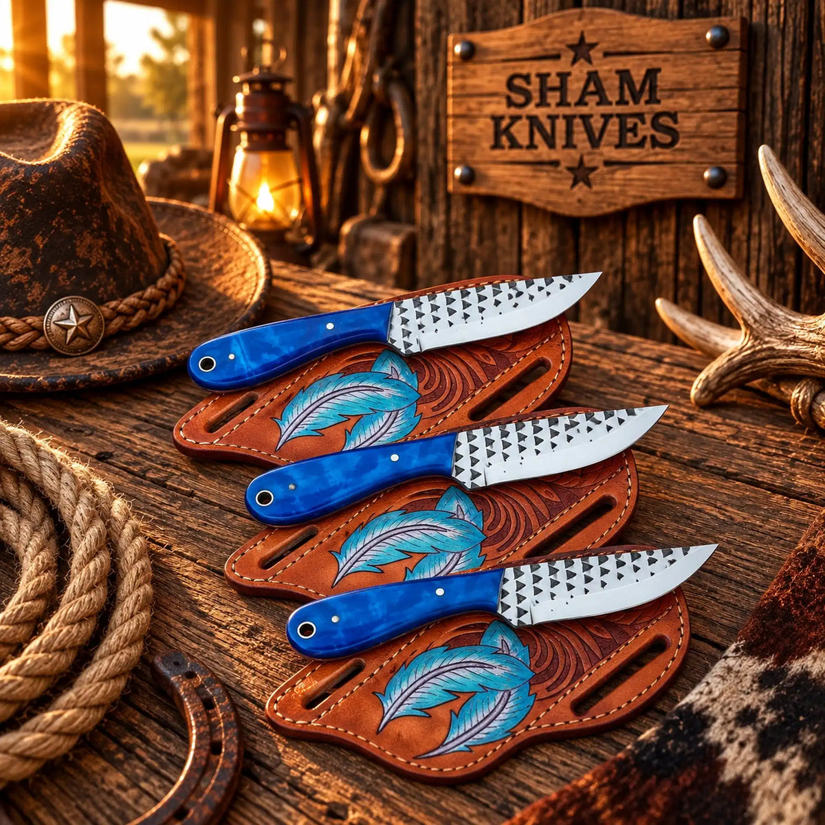 Coyote Creek Rasp Steel Field Dressing Trio – Blue Epoxy Handles