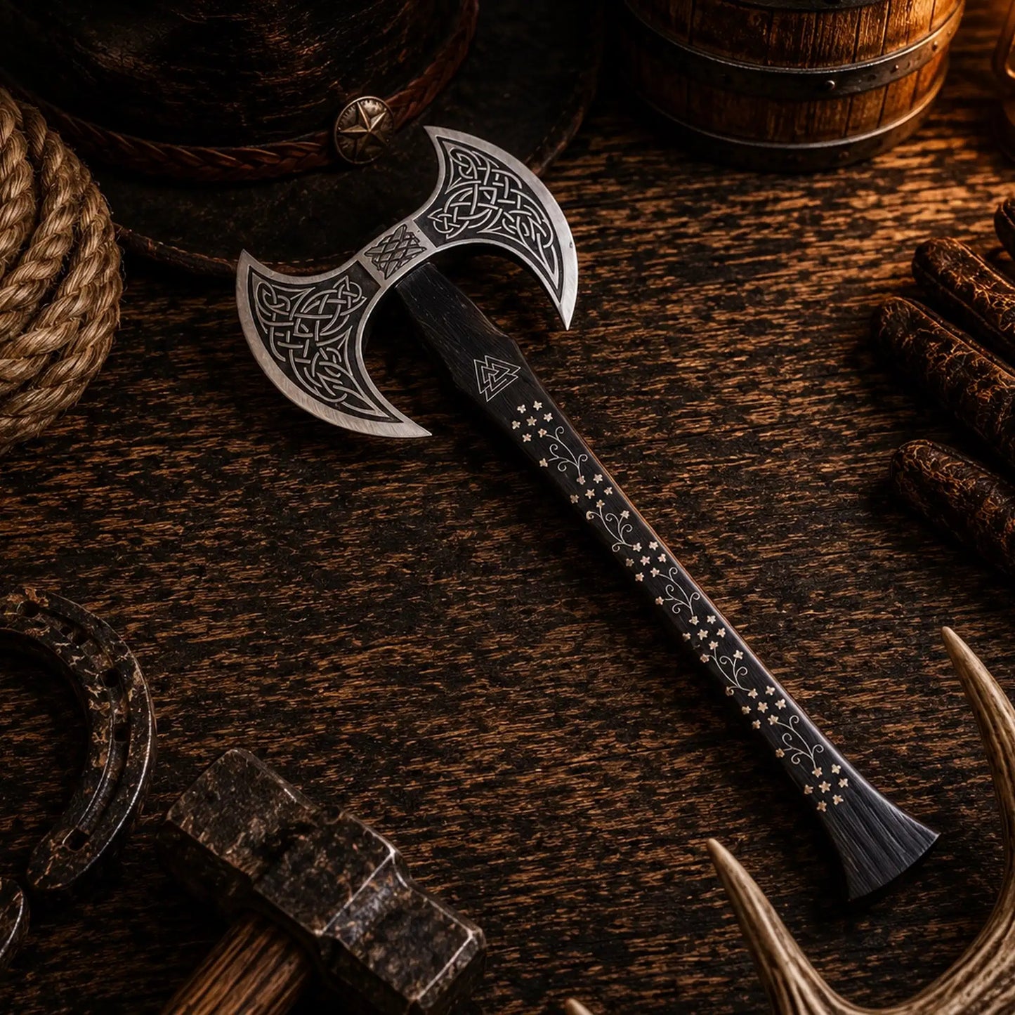 Custom Handmade Double-Headed Viking Axe – Forged Carbon Steel