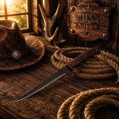Ridged Texture Rosewood Handle Flexible Full Tang Fish Fillet Knife D2 Powder Coated Blade