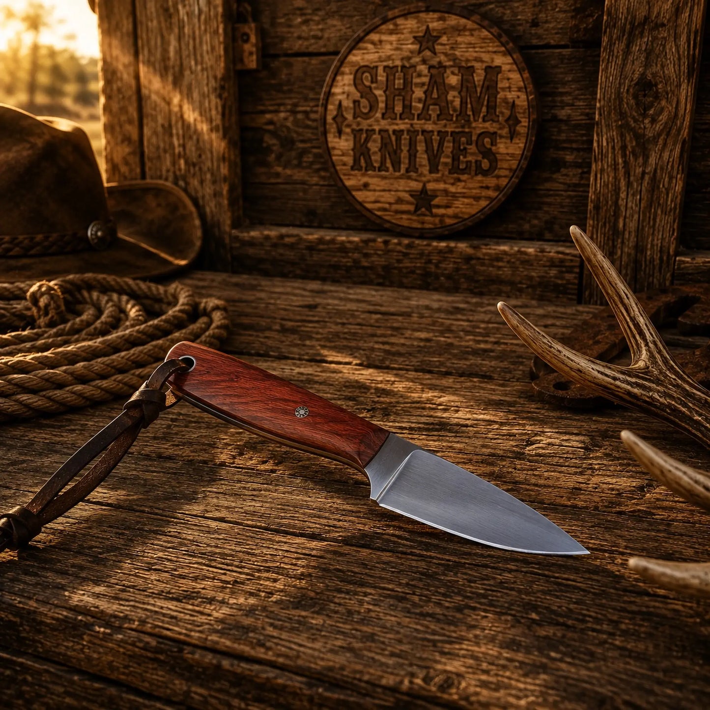 Buckaroo Rancher Waist Knife – 3″ D2 Steel & Exotic Wood Handle