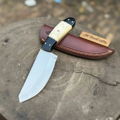 Handmade Drop Point Knife High Carbon Steel Camel Bone & Epoxy Resin Handle