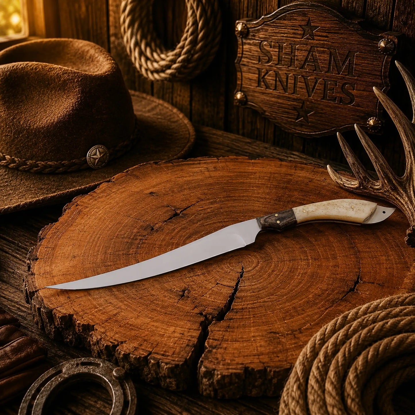D2 Steel Fillet Knife – Handmade Fishing Knife with Bone & Wood Handle