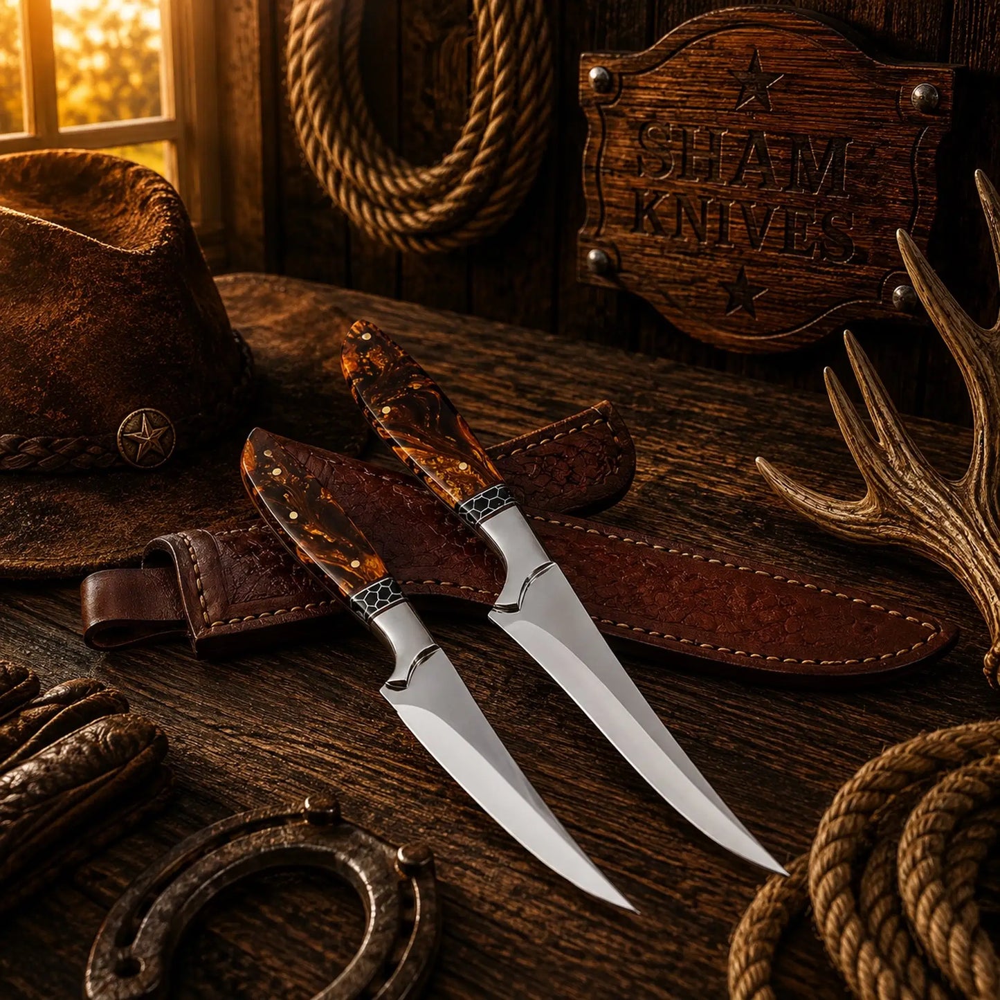 Western Angler Duo D2 Steel Fillet Knife Set – Resin Honeycomb Handles