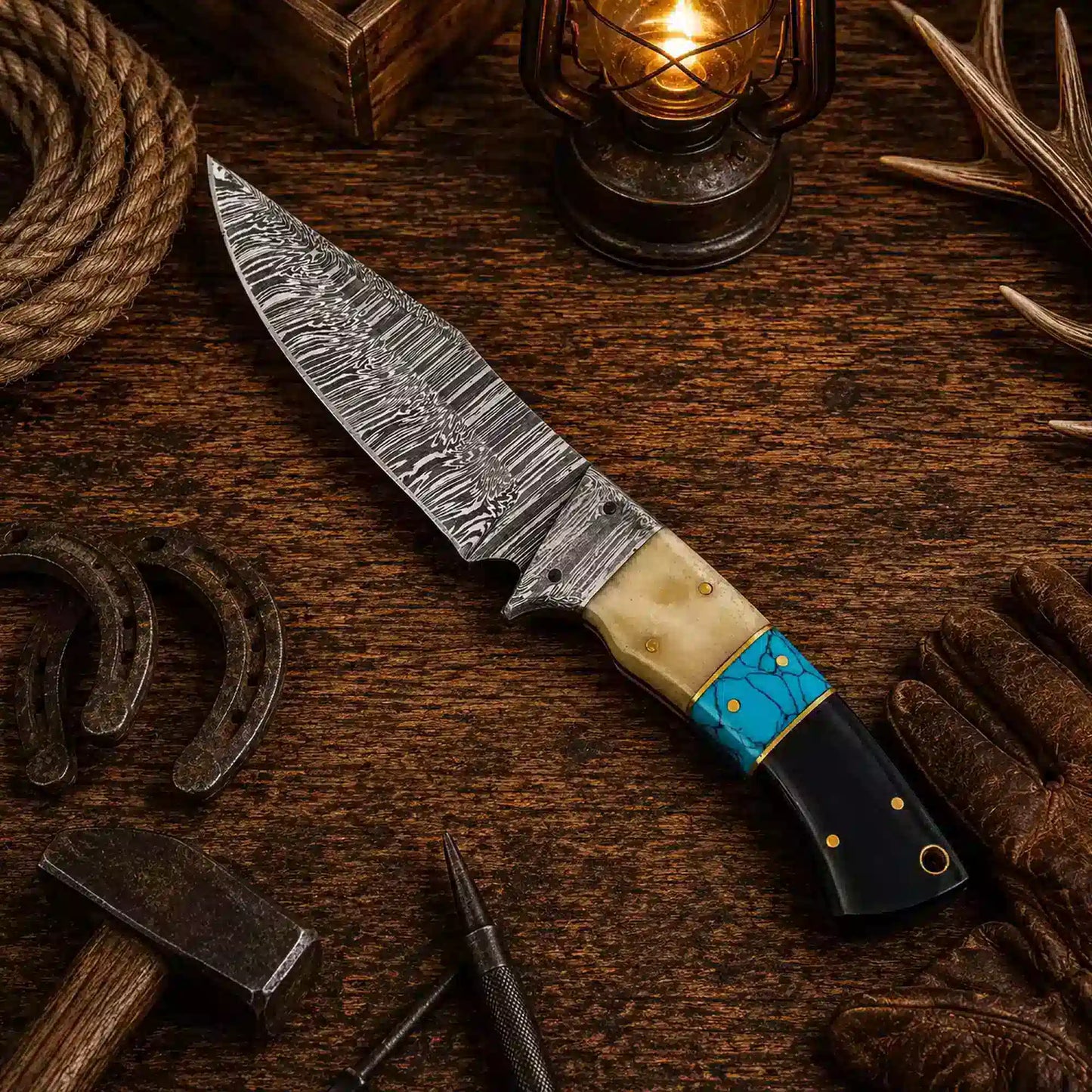 New Custom Handmade Damascus Steel Fixed Blade Bushcraft Outdoor Camping Hunting EDC Knife With Leather Sheath