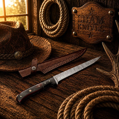 Fillet Knife Handmade Damascus Steel Fishing Knife For Sale