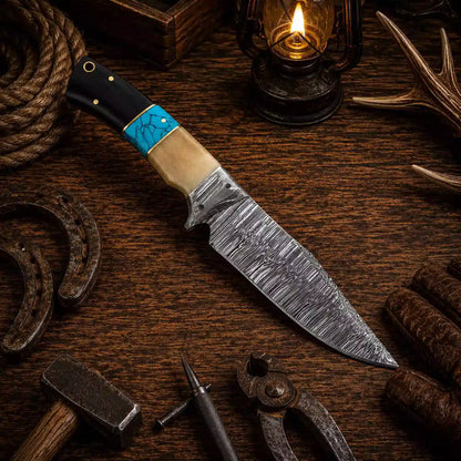 New Custom Handmade Damascus Steel Fixed Blade Bushcraft Outdoor Camping Hunting EDC Knife With Leather Sheath