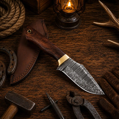 Custom Handmade Damascus Steel Fixed Blade Camping Hunting Survival EDC Knife