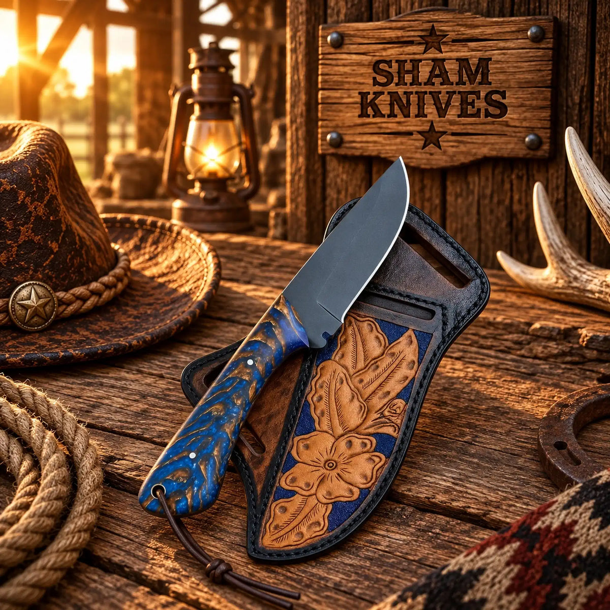 Dusty Pine Cone Trail D2 Skinning Knife with Cross-Draw Sheath
