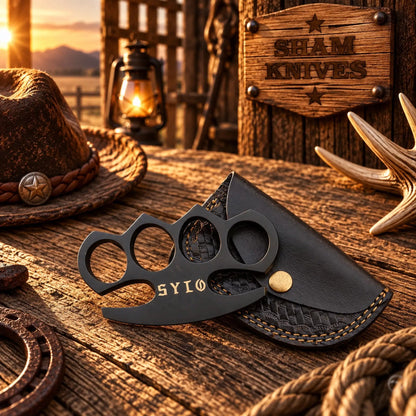 Elite Force – SYLO Premium Hand-Cast Brass Knuckle Collectible with Leather Sheath