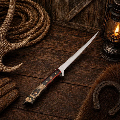 Exotic Wood Ridge Handmade D2 Steel Fillet Fishing Knife – Gift for Him