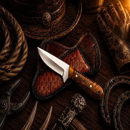 Farm Work Buckaroo Knife – 3.75" Handmade D2 Steel Pinecone Handle