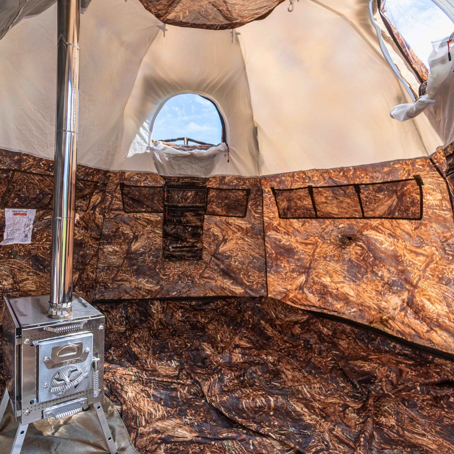 RBM All-Seasons tent  UP-2 mini for 1-3 person + Wood Stove Caminus S + Three-Layer Floor