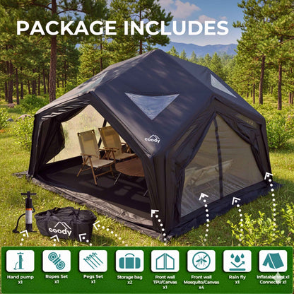 Coody | RBM Hub Shelter Inflatable Tent for 2-6 Person (Black)