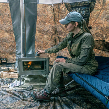 RBM All-Seasons tent  UP-5 for 2-6 person + Wood Stove Caminus M + Three-Layer Floor