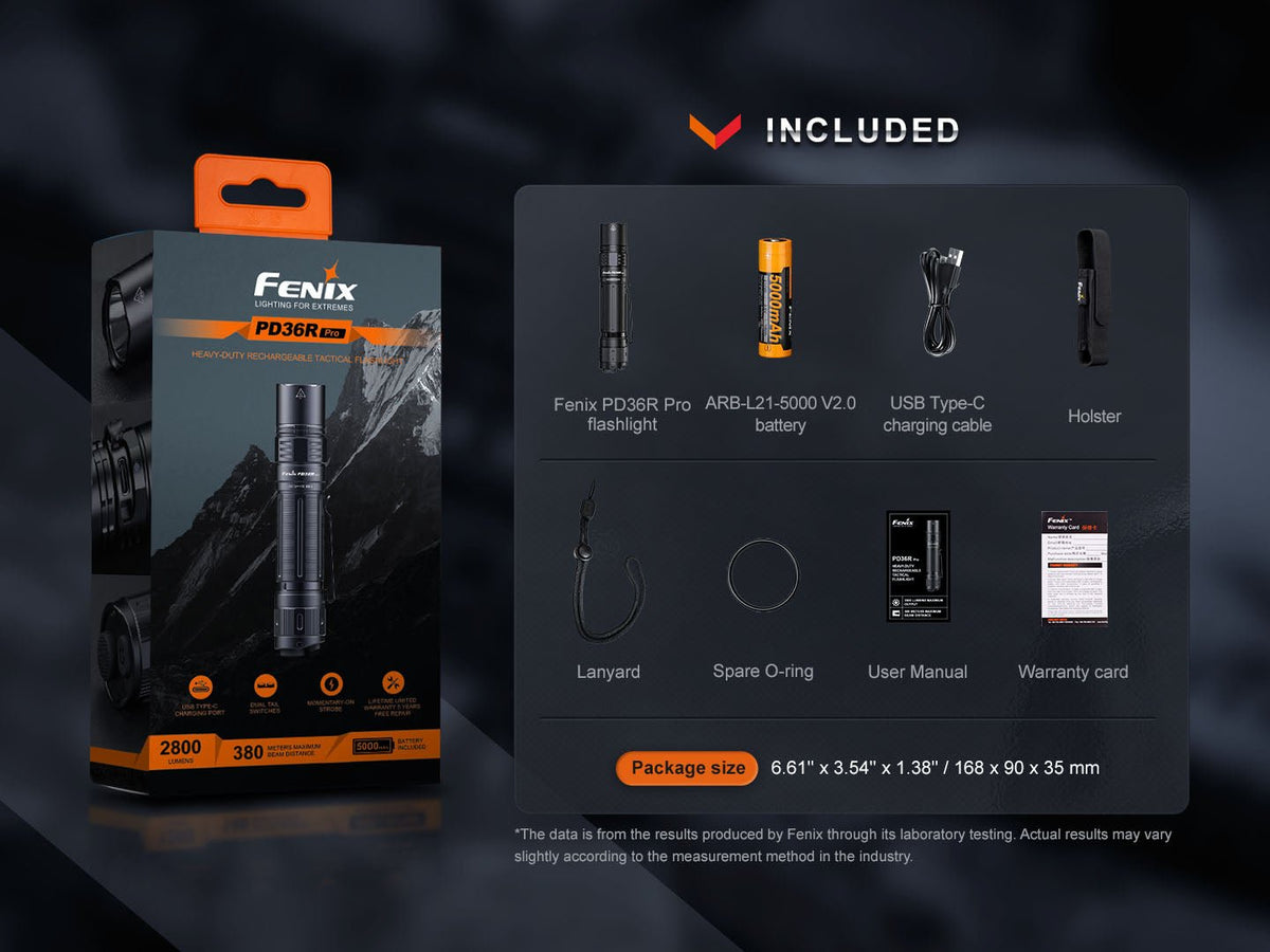 Fenix PD36R Pro 2800 Lumen Flashlight + FREE E03R V2 Keychain Light