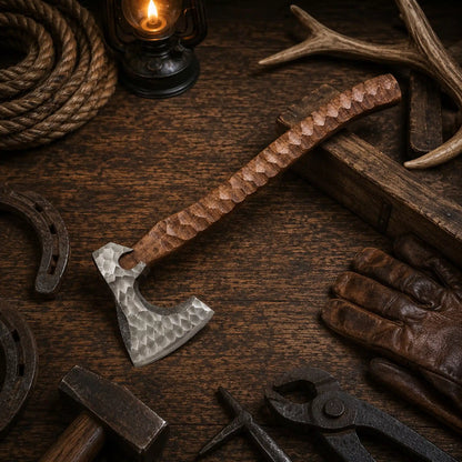 Hand Forged Viking Axe – Carbon Steel with Jigged Rosewood Handle