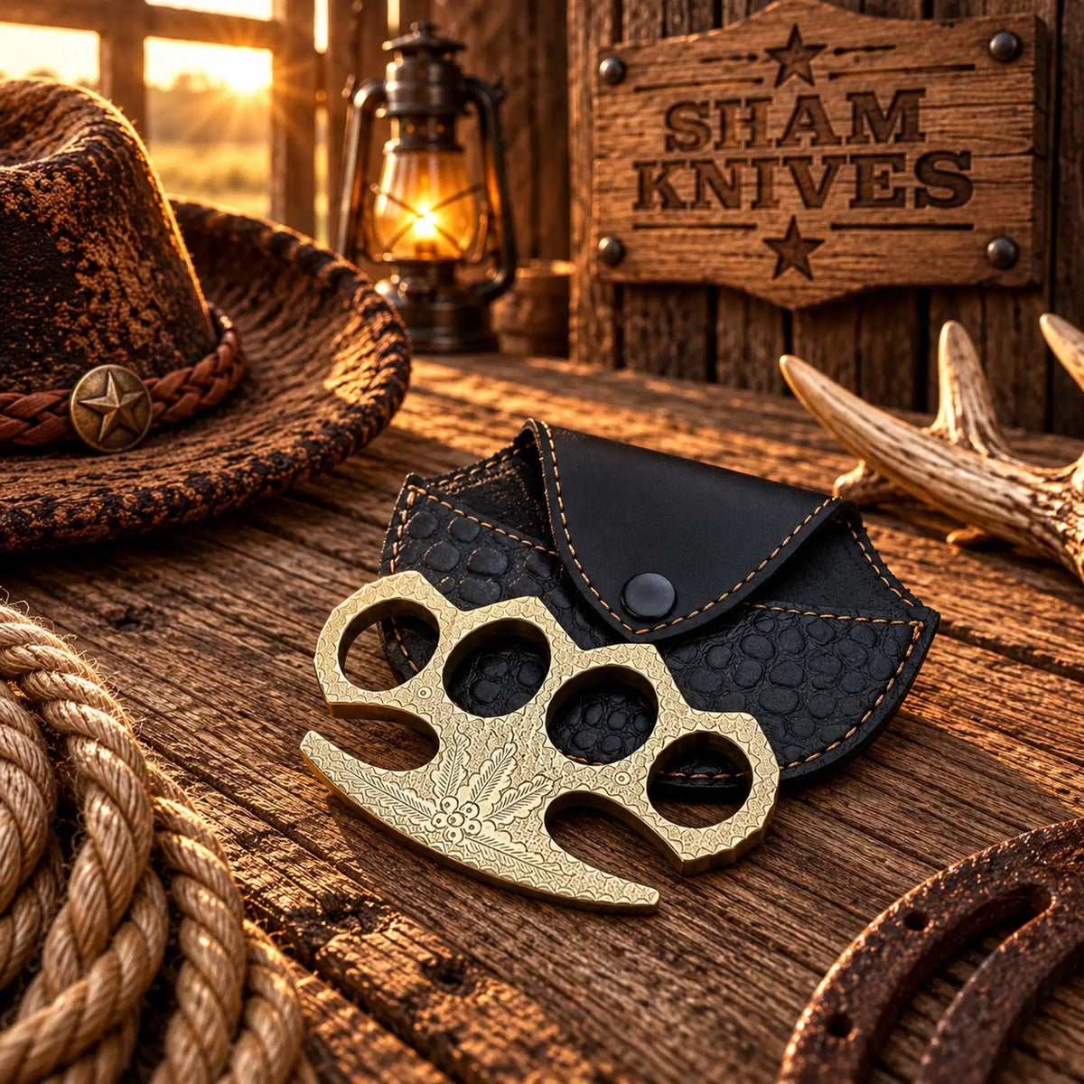 Wild West Floral Engraved Hand-Cast Brass Knuckle – Cowboy Collectible