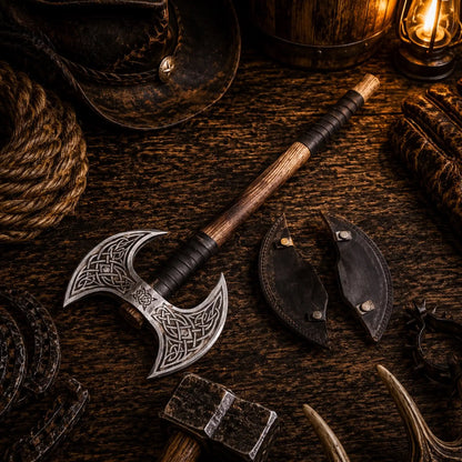 Viking Style Double-Headed Battle Axe – Hand Forged Carbon Steel