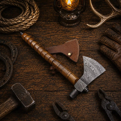 Western Style Damascus Pipe Tomahawk Hand Forged Viking Axe