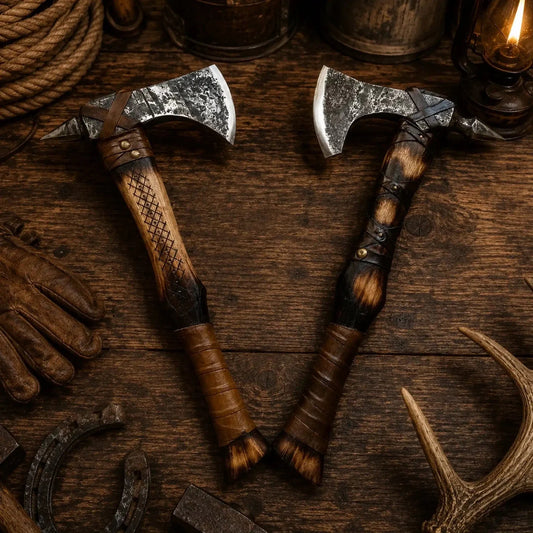Hand-Forged Gagegizhig Tomahawk Pair – High Carbon Steel & Ash Wood