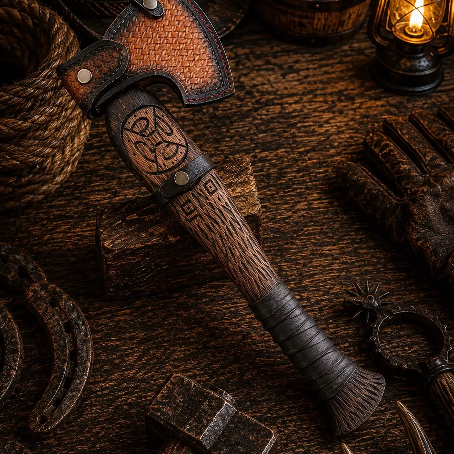 Vindflaug Viking Axe – Hand Forged 1095 Carbon Steel & Leather Grip