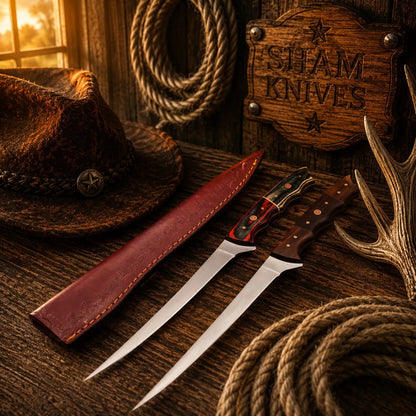 Buy Handmade Damascus Steel Boning & Fillet Knife Set – Exotic & Wood Handles