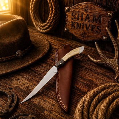 D2 Steel Fillet Knife – Handmade Fishing Knife with Bone & Wood Handle