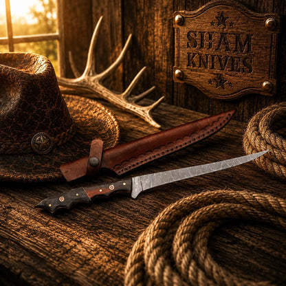 Exotic Wood Trail Handmade Damascus Steel Fillet Fishing Knife –Best Gift for Him