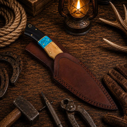 New Custom Handmade Damascus Steel Fixed Blade Bushcraft Outdoor Camping Hunting EDC Knife With Leather Sheath