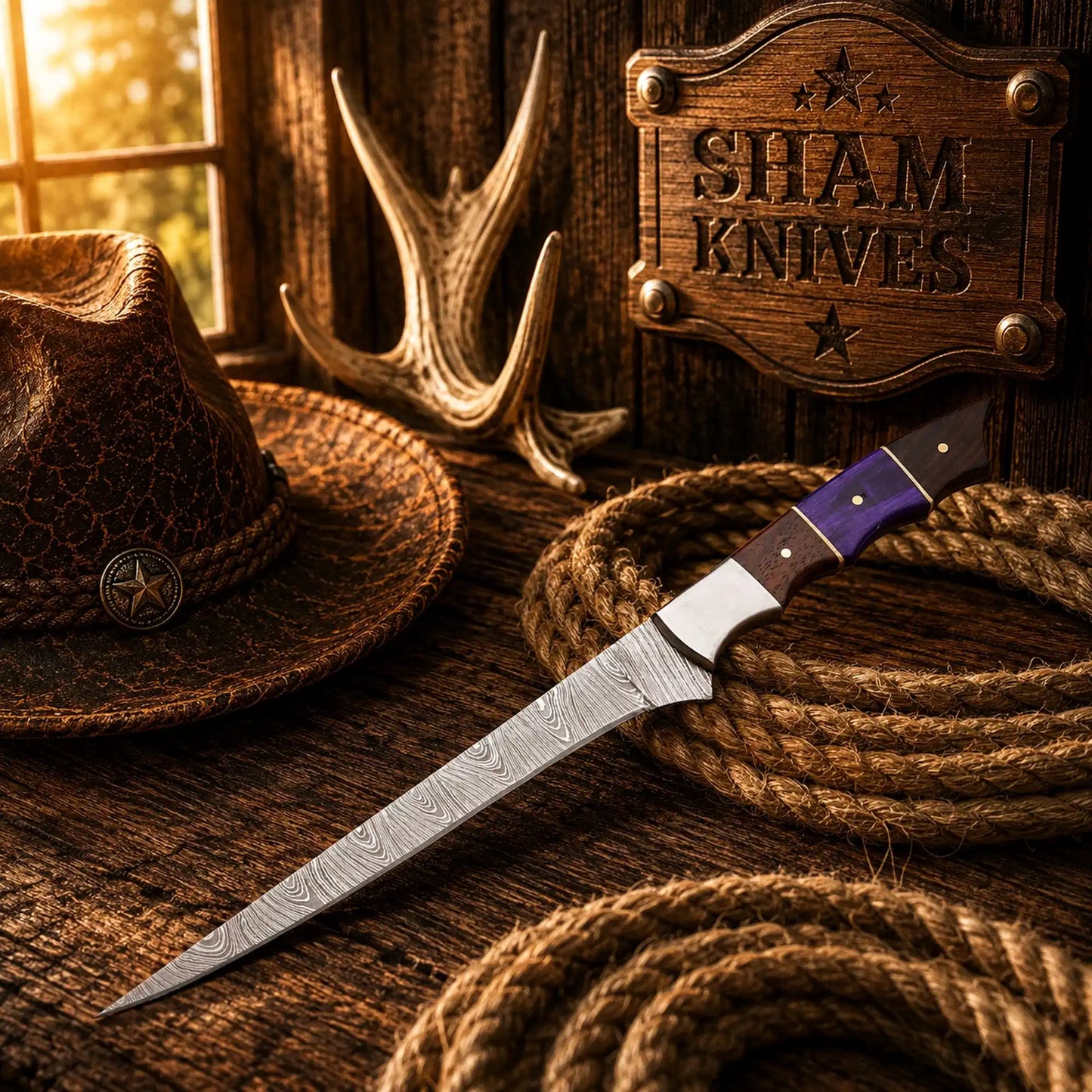 Handmade Damascus Steel Fillet Fishing Knife Best Gift for Him