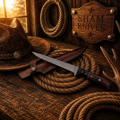 Fillet Knife Handmade Damascus Steel Fishing Knife For Sale